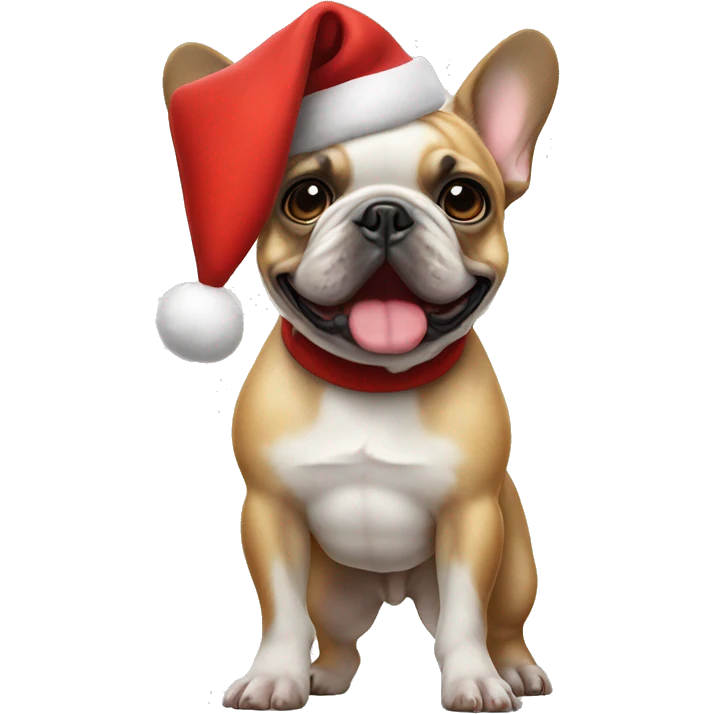  French bulldog with Santa hat on standing on its hind legs emoji