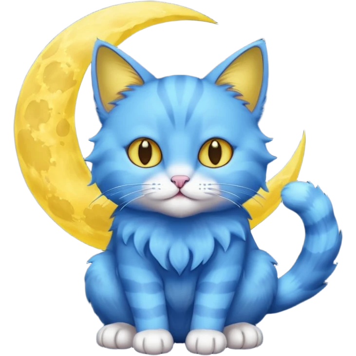Blue cat holding a moon in it’s paws 🌙🐱 emoji