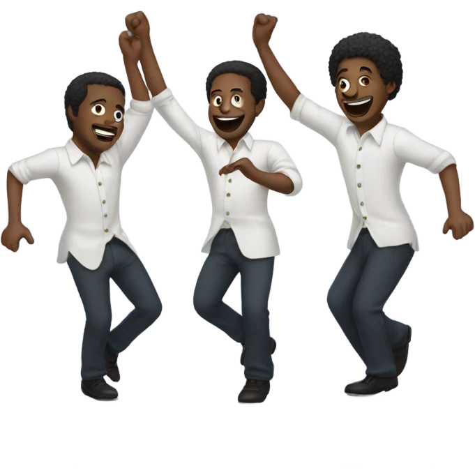 3 black men dancing emoji