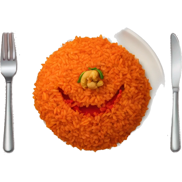 Plate of Jollof Rice with Pepper,corotte and tuba emoji