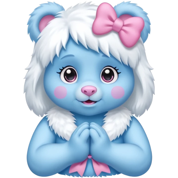 blue girl care bear yeti with bow emoji