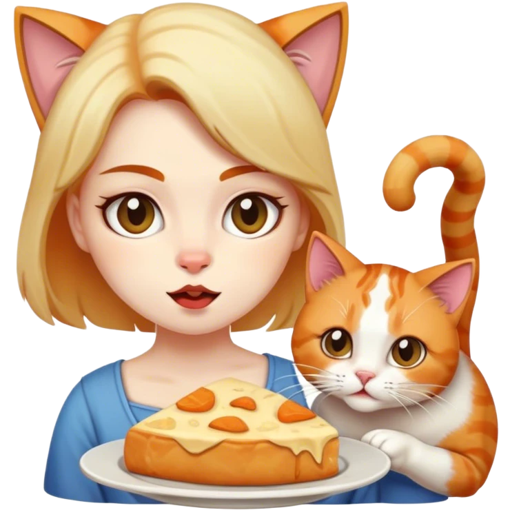 cat eating women emoji