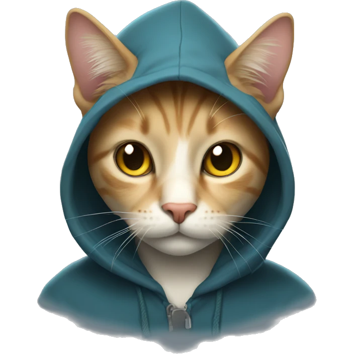 Cat wearing a hooodie emoji
