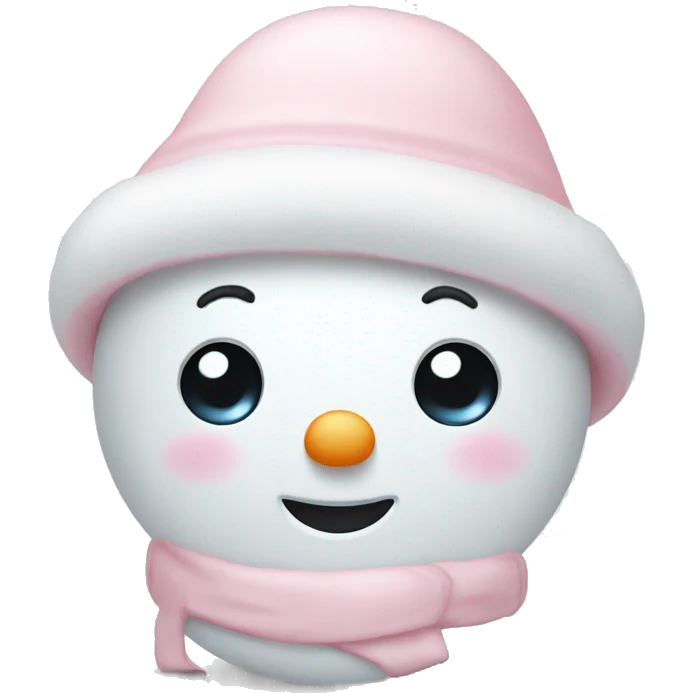 Cute white and light pink snowman emoji