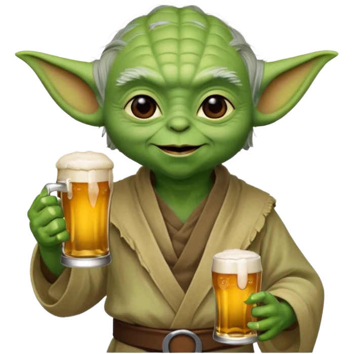 Yoda avec une bierre emoji