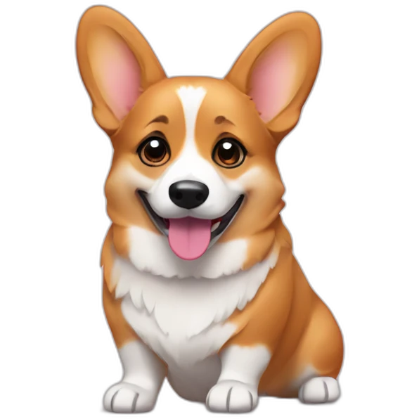 A corgi with the word love in front of them emoji