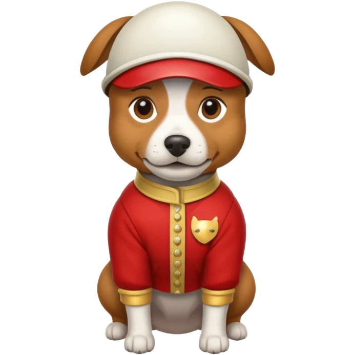 Dog wearing a jockey outfit  emoji