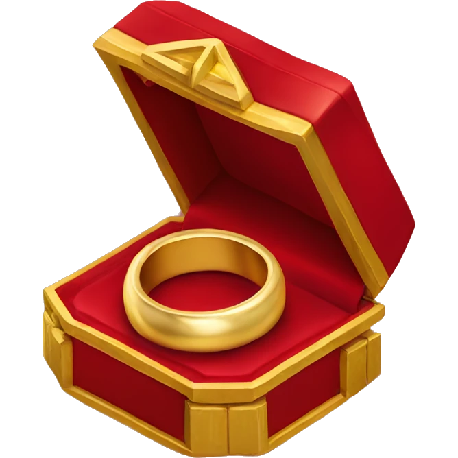 A gold ring inside a red open box  emoji