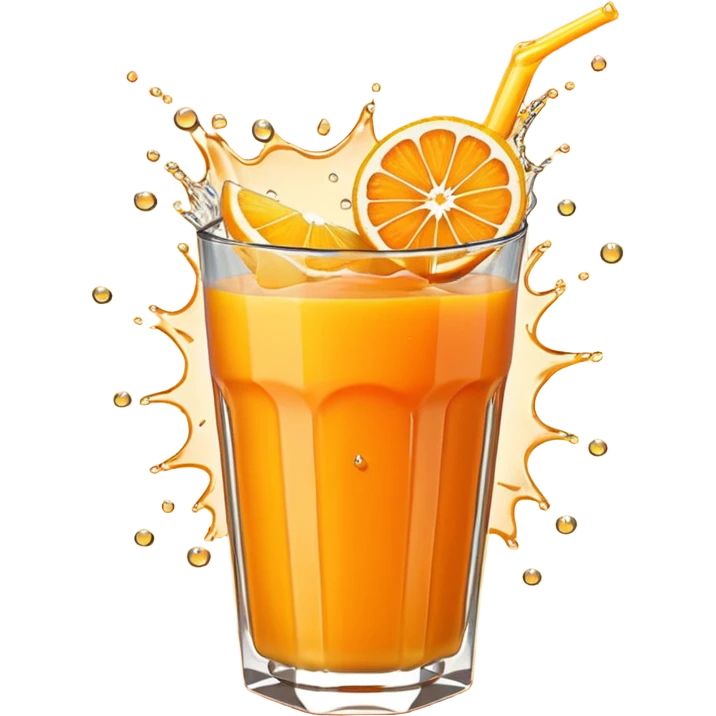 Extreme juice burst emoji, citrus explosion, dynamic splash, bold cartoon style, high saturation, transparent background. emoji