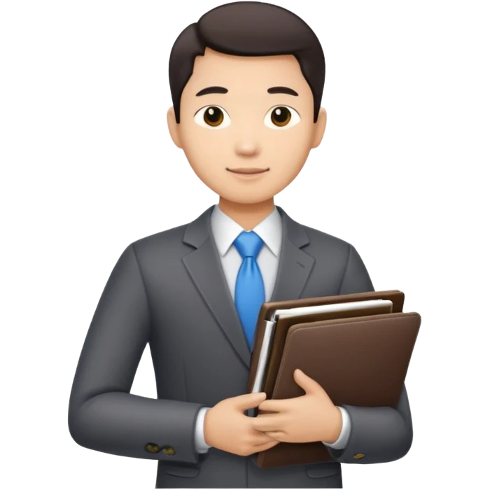 a financier asian man with a portfolio emoji