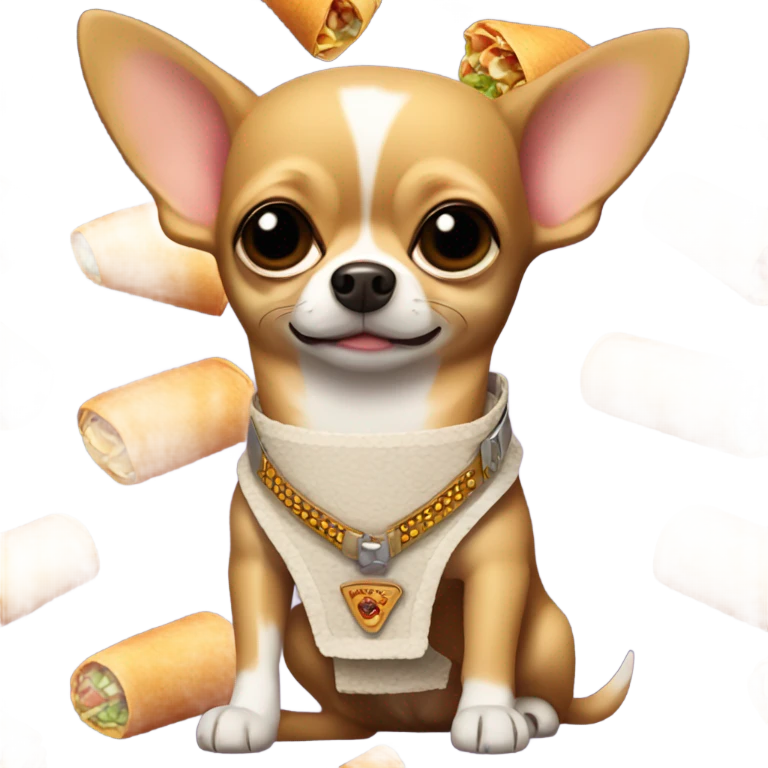 Chihuahua wearing bandolier of burritos emoji