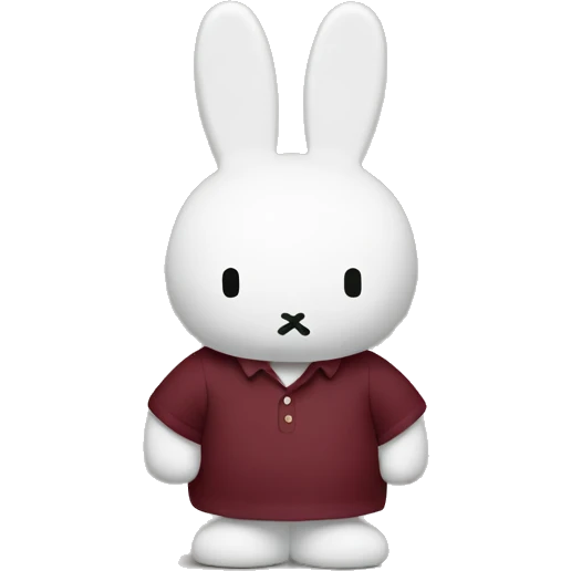 miffy using burgundy shirt and full body emoji