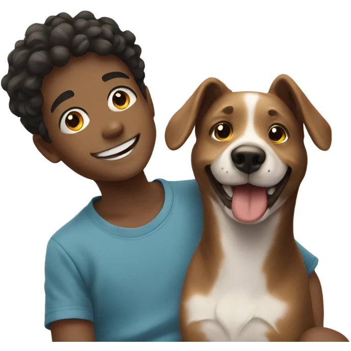 smiling boy with dog emoji