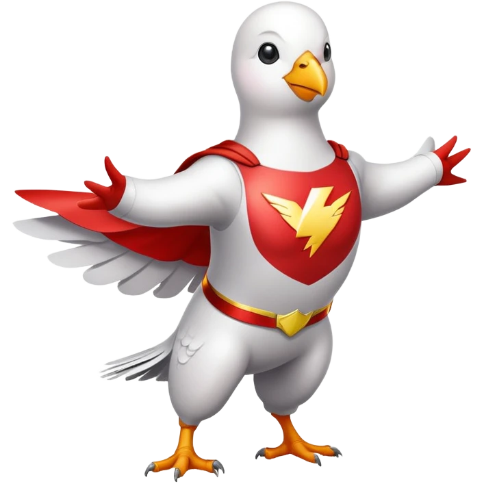 white pigeon wearing Flash superhero costume emoji