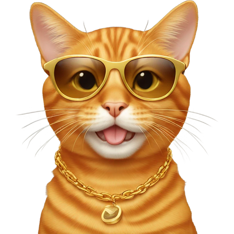 Orange Tabby cat wearing sunglasses and a gold chain  emoji