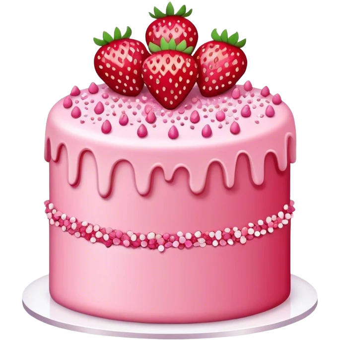 Strawberry cake with red heart sprinkles and pink crystal sprinkles  emoji