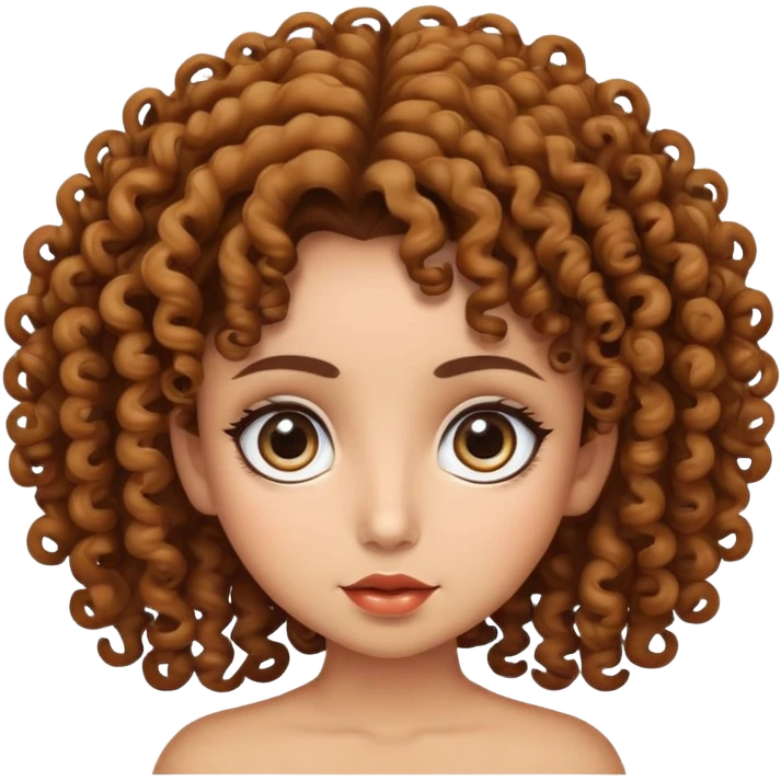 morena, parda, cabelos cacheados e olhos grandes  emoji