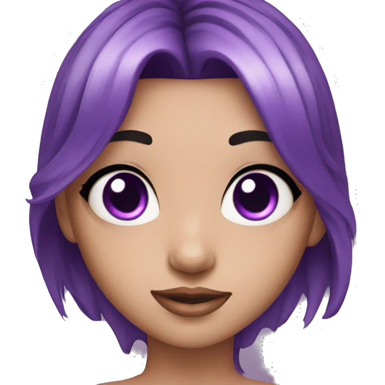 girl with black and purple hair with purple headpiece and purple eyes emoji