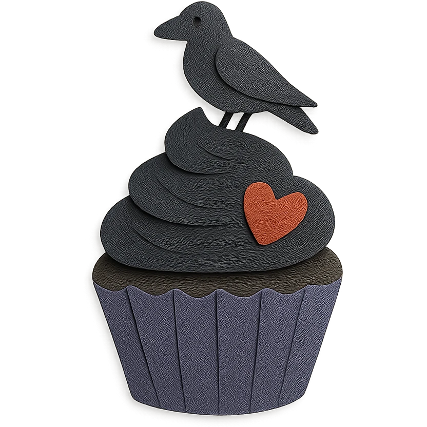 gothic cupcake, paper craft style emoji