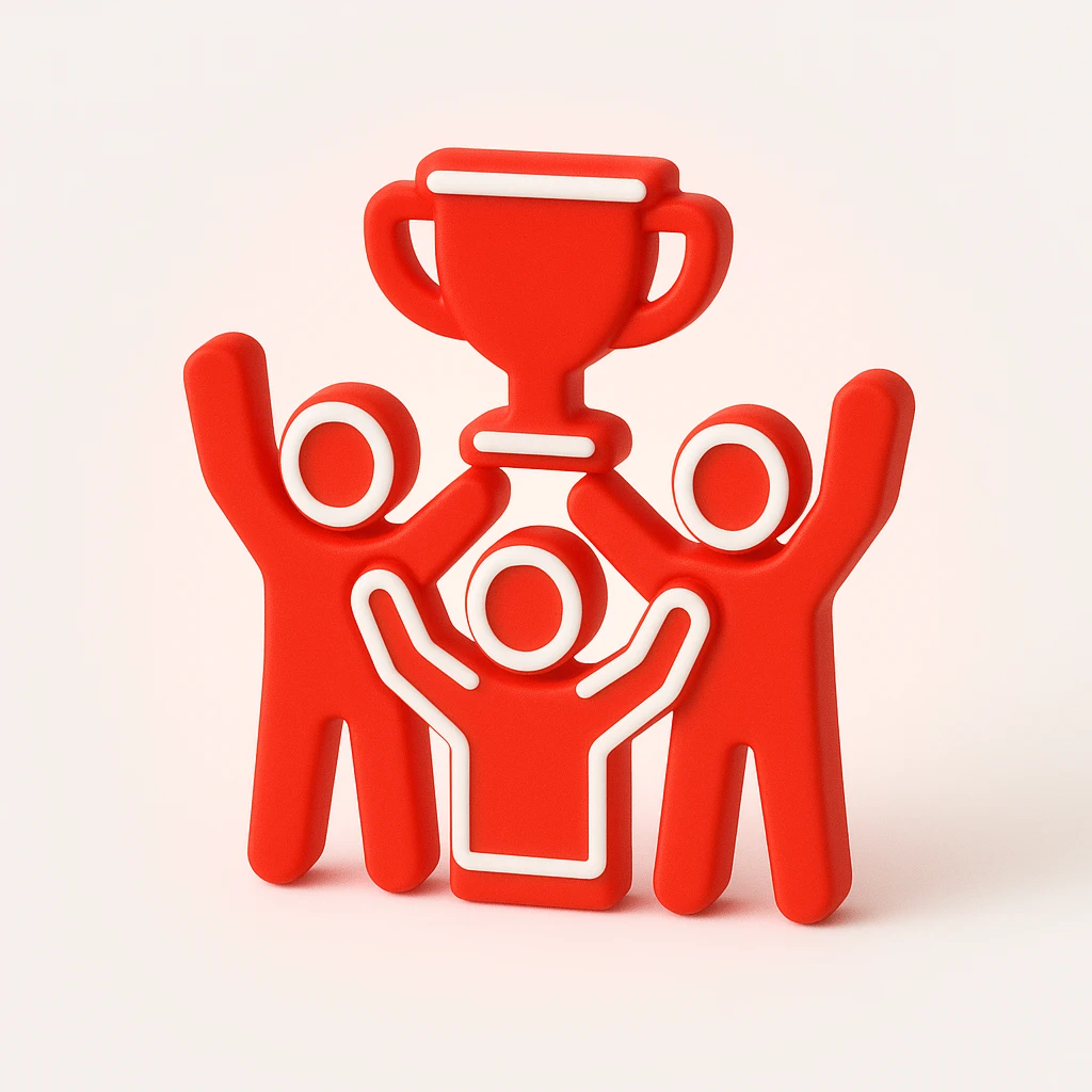 team celebrating with trophy emoji
