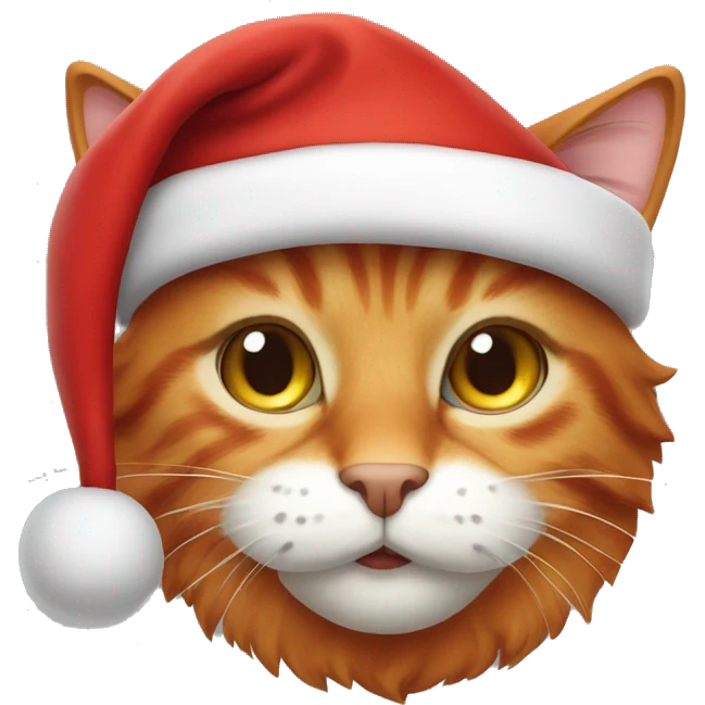 Redhead cat in a Santas hat emoji