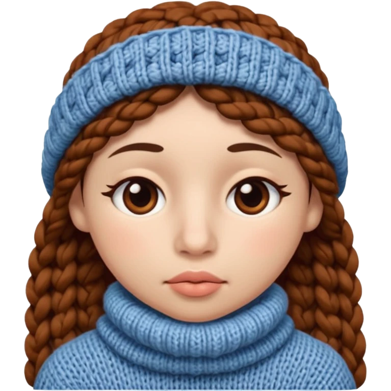 full face with nose, eyes, lips etc. look like knitted emoji