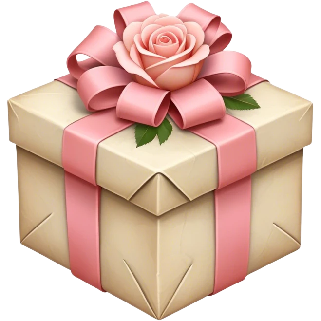 A weathered parchment-wrapped gift, secured with a Cherry Blossom Pink silk bow, lies nestled among dried sprigs of Coral Pink and Champagne Pink roses, their scent mingling with the faint trace of pastel pink aged paper.  emoji