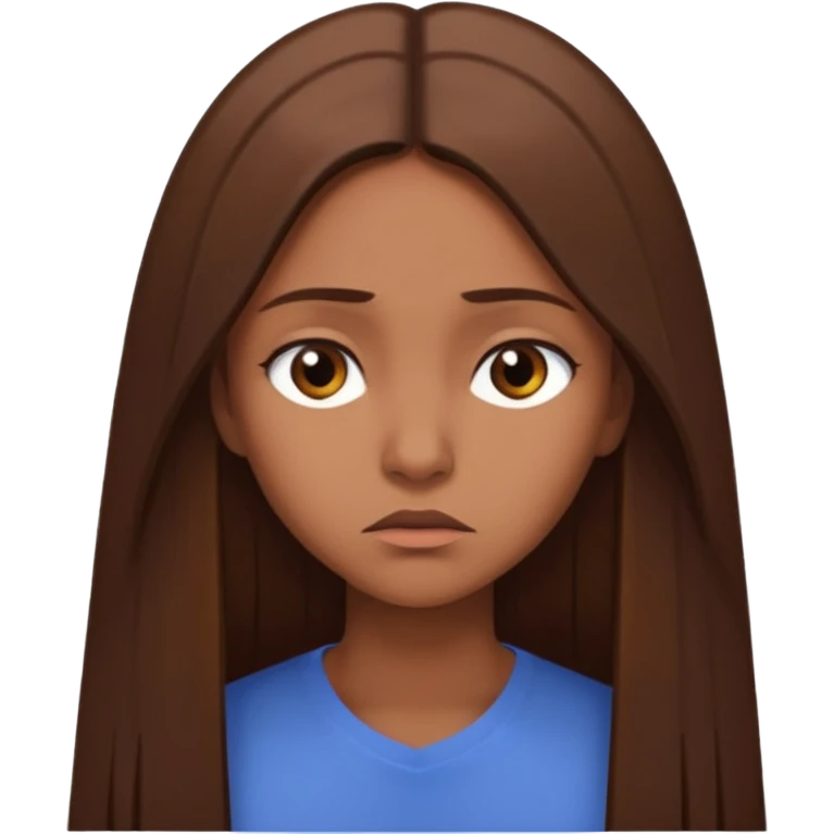 create a woman with brown long sthaight hair who is thinking that she is a bad person emoji