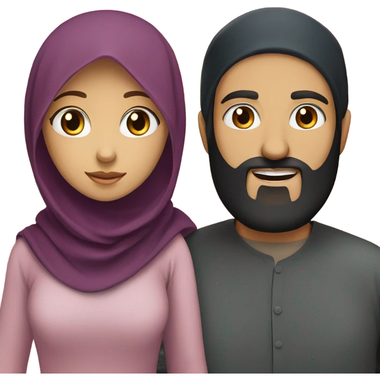Girl with hijab and blue eyes with man with black beard emoji