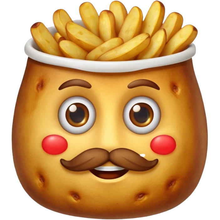 fried potato red pack with eyes and mustache emoji