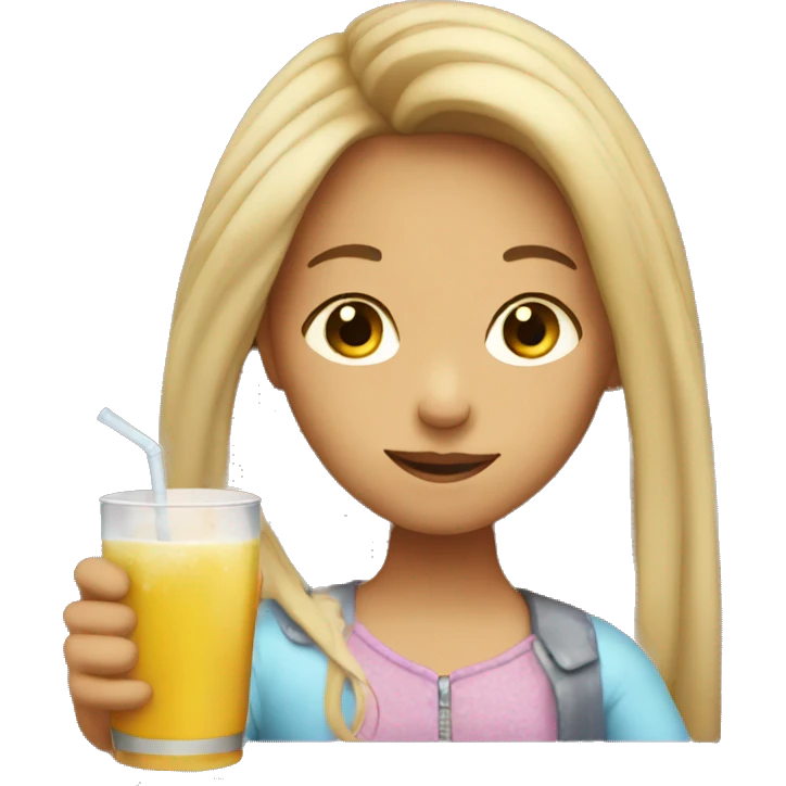 Girl with long hair drinking  emoji