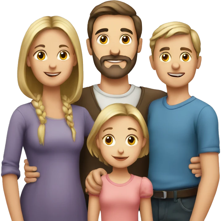 european family with 3 children and one  emoji