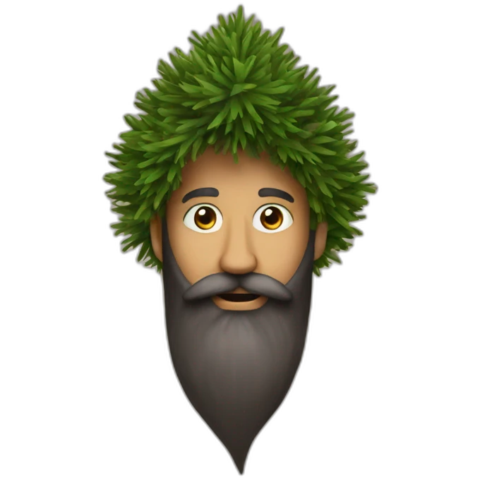 The beard is made from a Christmas tree emoji