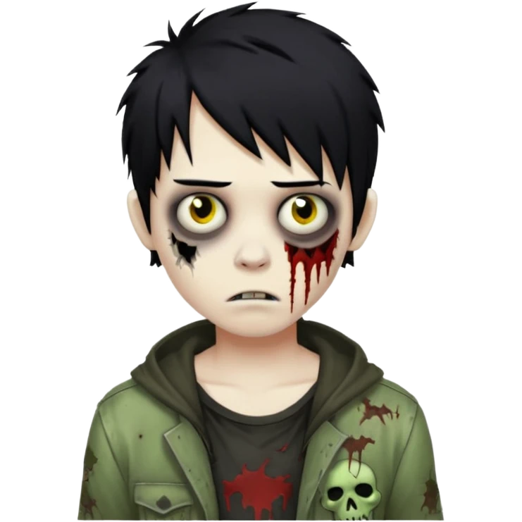 boy zombie with black hair emo emoji