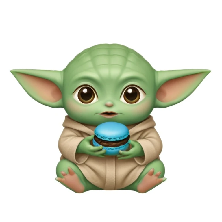 baby yoda eating a blue macaroon  emoji