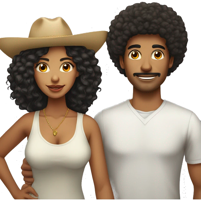 Mexican man and Afro Latina women couple pair young 20’s emoji