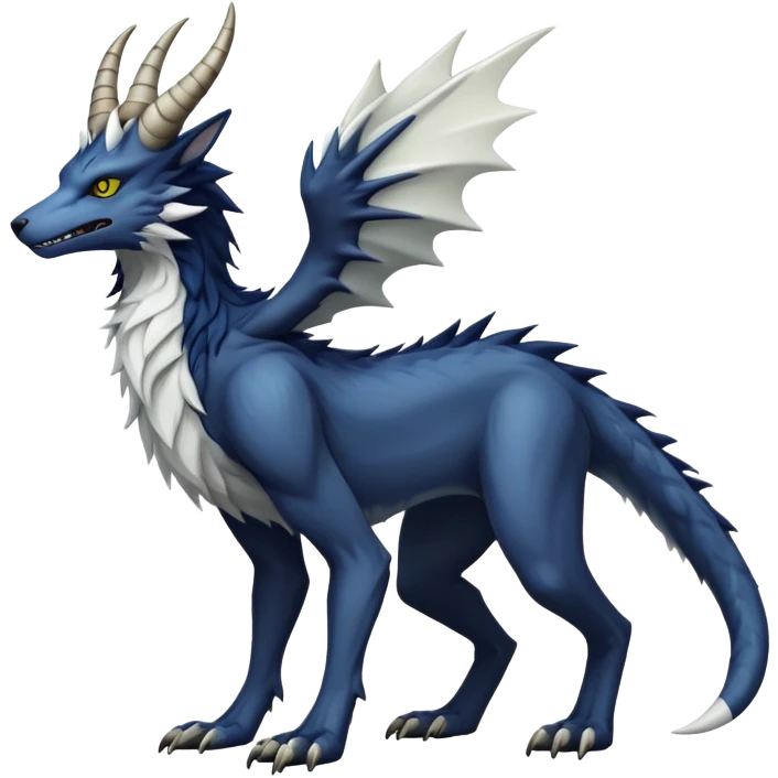 Sergal-Vernid-hybrid-animal-creature, full body, 4 legs, horned emoji