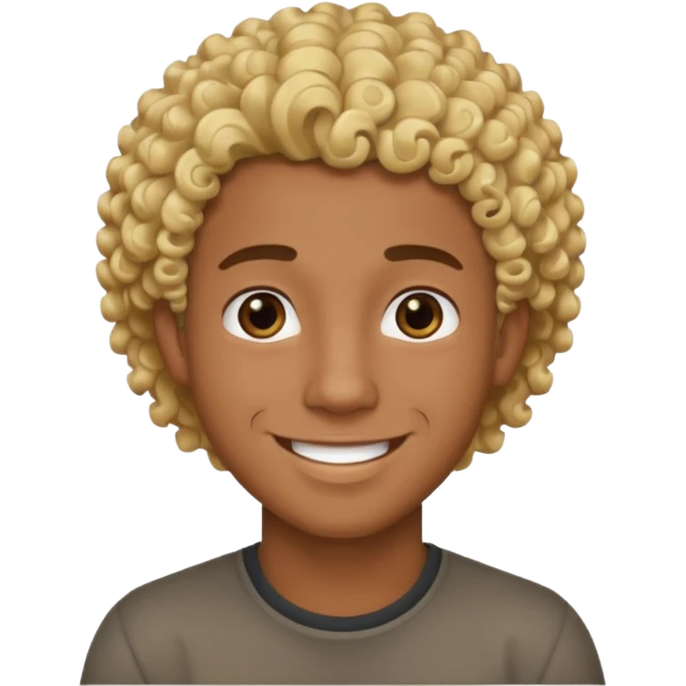 Chico joven latino, piel muy morena, pelo rubio rizado emoji