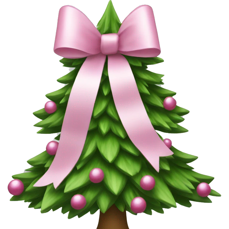 Christmas tree with small pink and white bows  emoji