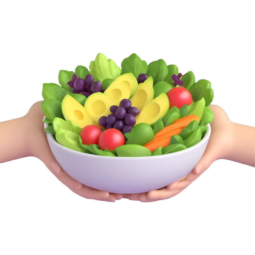 hands holding a salad bowl emoji