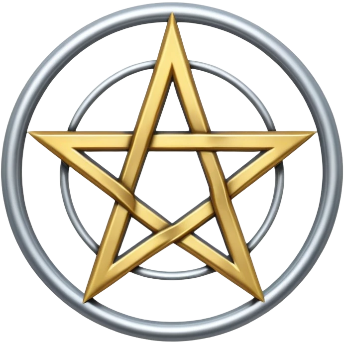 Silver pentacle with element signs emoji