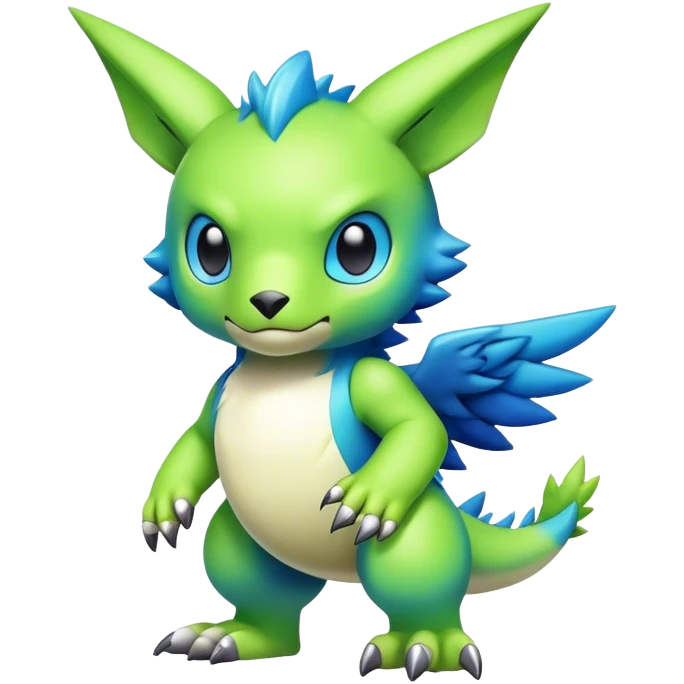 Cute cool colorful Digimon-animal-hybrid full body emoji
