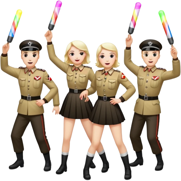 Nazis dancing with glow sticks emoji