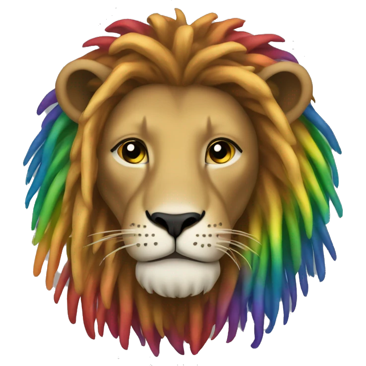 lion with rainbow dredlocs emoji