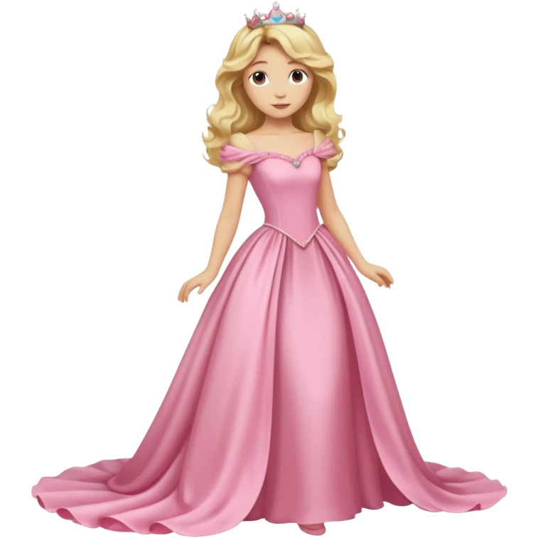 blond wavy beautiful princess full body in pink dress dress elegant emoji