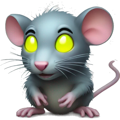 dirty rat with glowing neon emoji