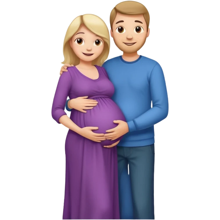 Девушка беременная, рядом ее обнимает муж  emoji