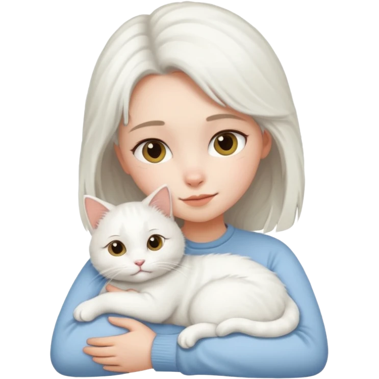 A girl love with his white male cat emoji