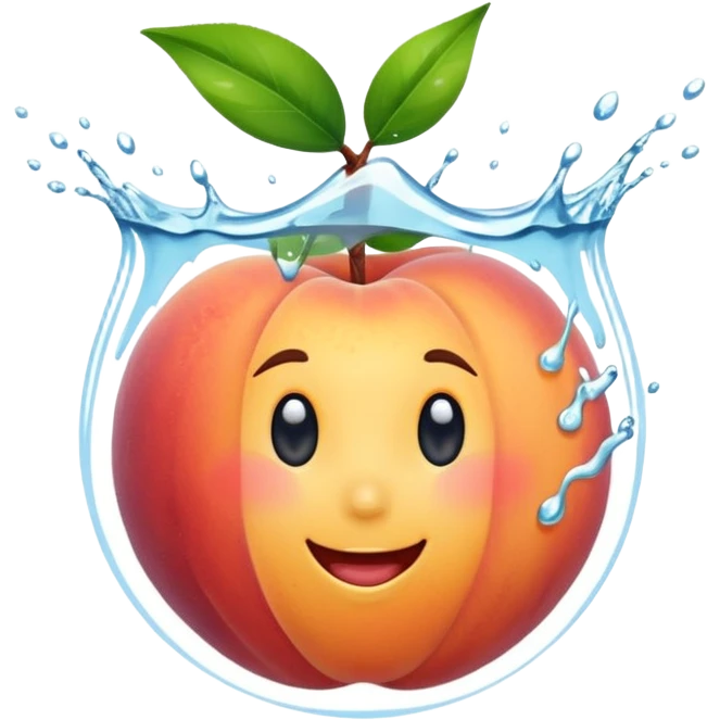 peach splashing water, cheerful and bright emoji
