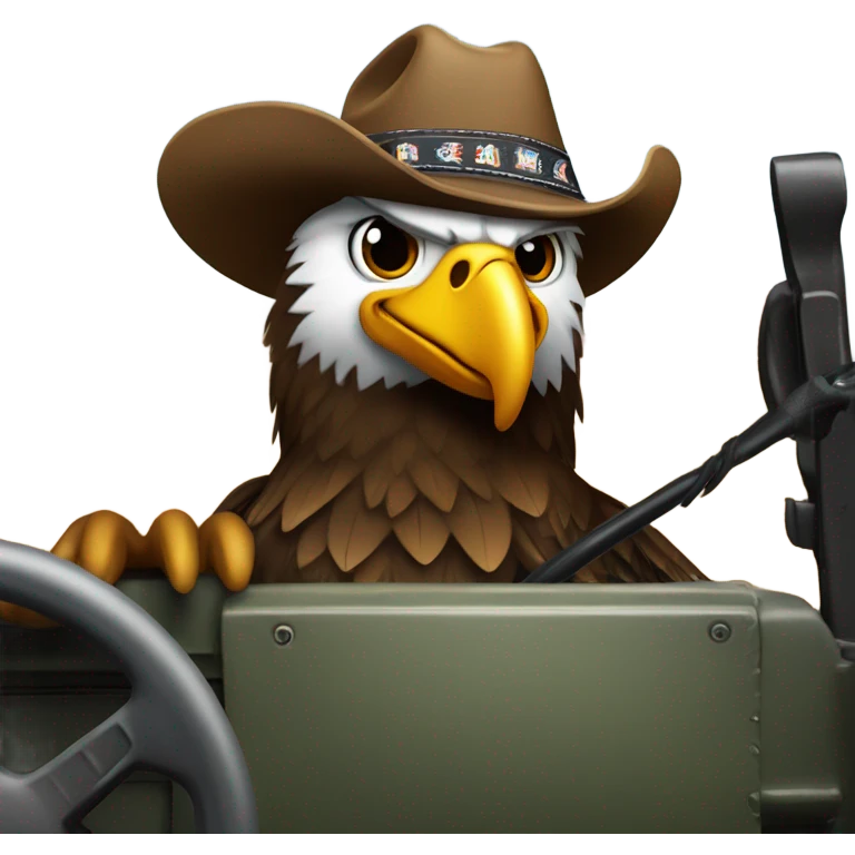 A cowboy eagle in a jeep emoji